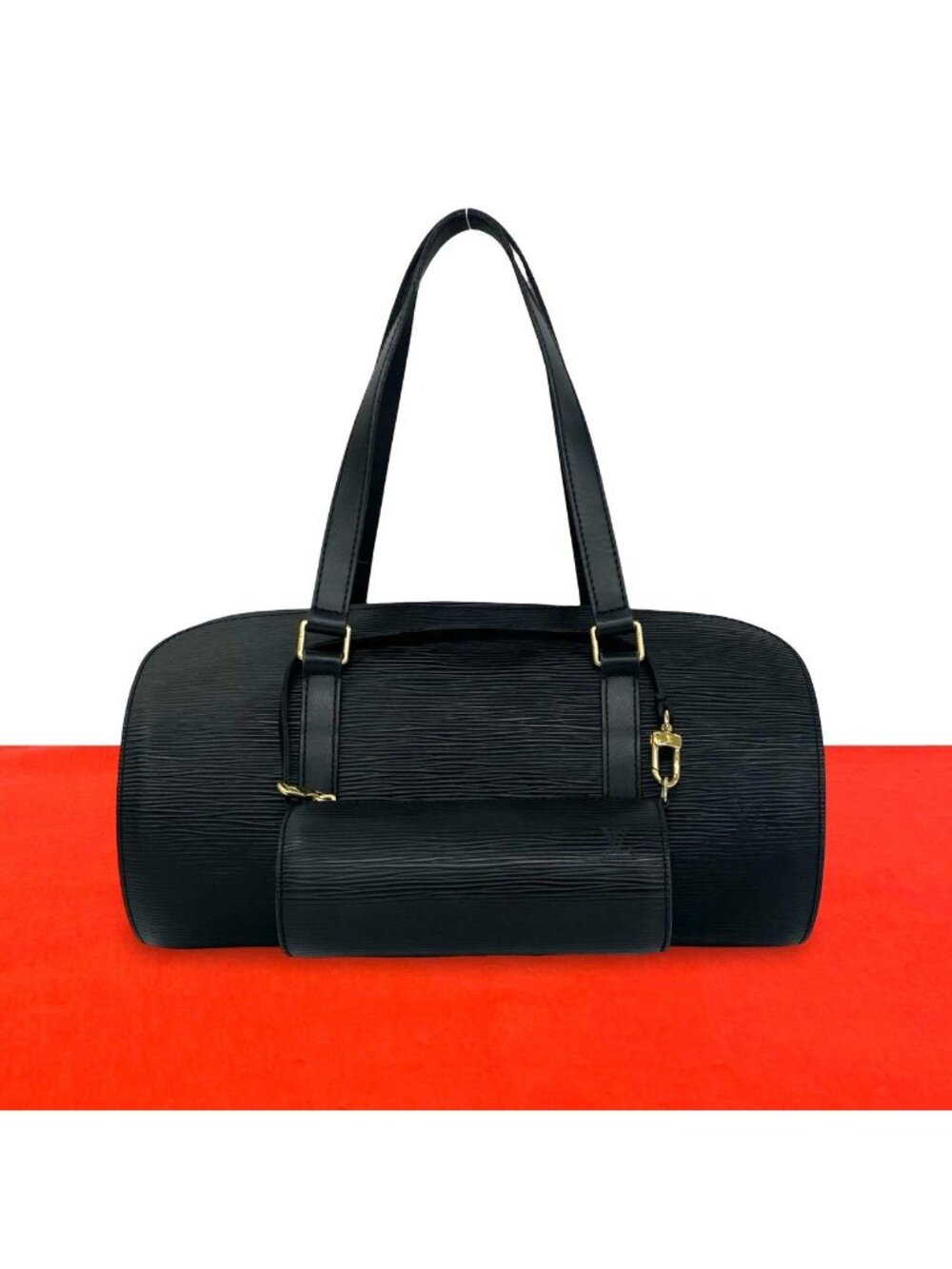 Louis Vuitton Soufflot Epi Leather Mini Boston Bag Drum Noir
